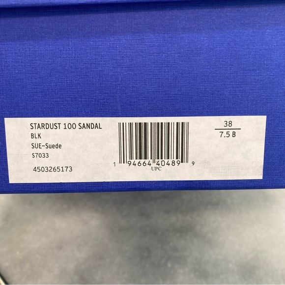 STUART WEITZMAN Stardust Black Suede Rhinestone Crystal Chain Heels Sandals - Picture 8 of 14